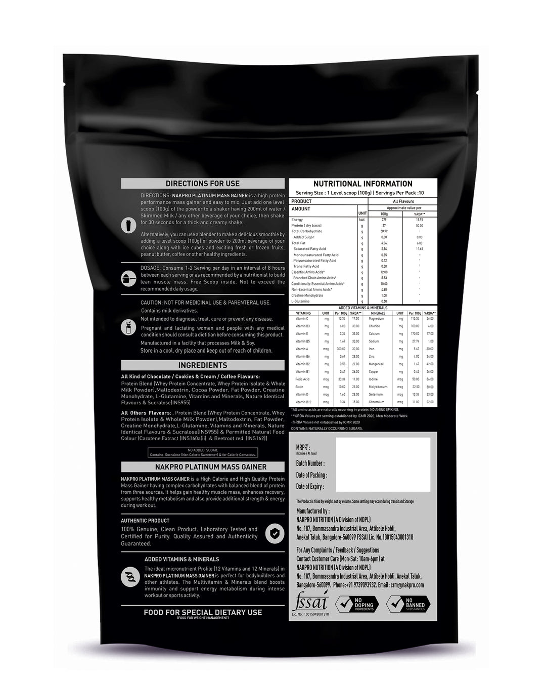 platinum mass gainer info