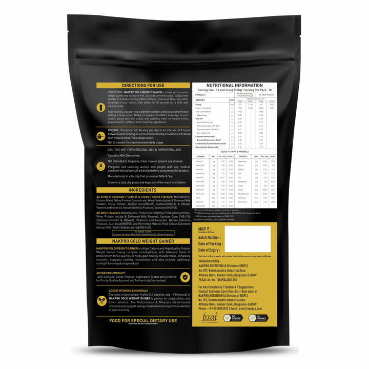 Gold Weight Gainer | High Calorie Weight Gain Powder