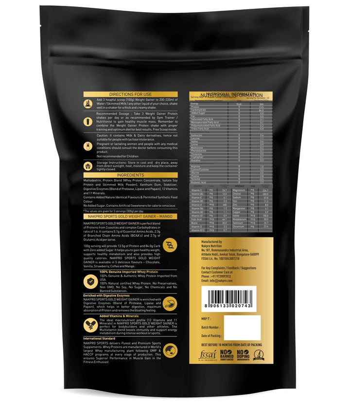 Gold Weight Gainer | High Calorie Weight Gain Powder