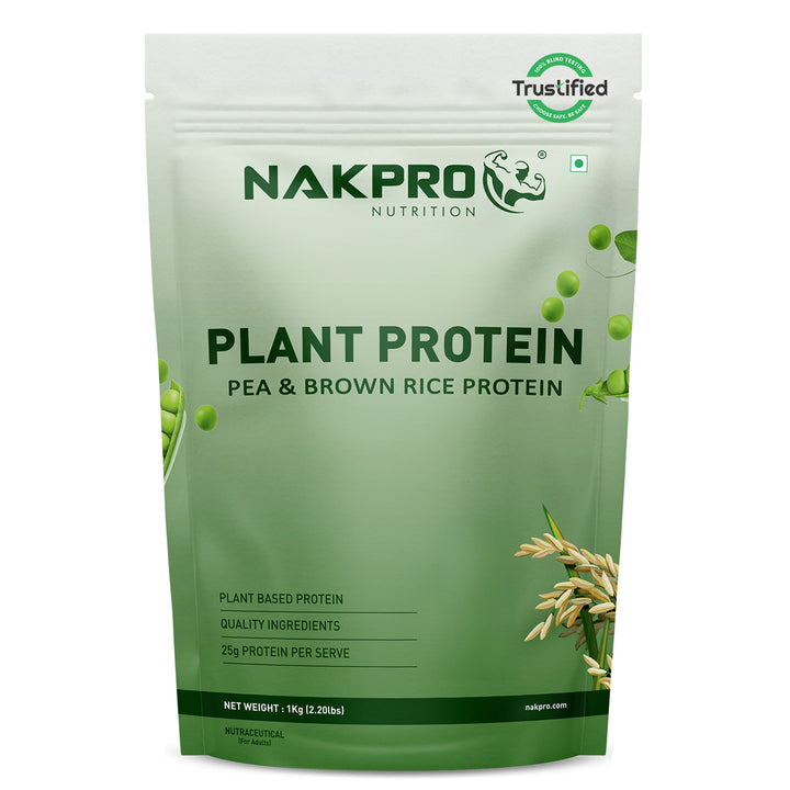 Nakpro Plant Protein Powder | 70g Protein | Pea & Brown Rice Protein Blend | Trustified Certified