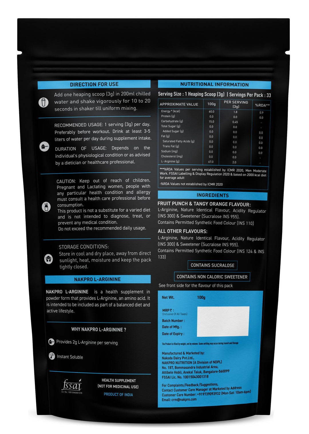 Nakpro L-Arginine | Amino Acid Powder