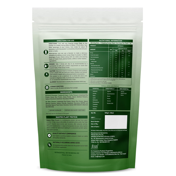 Nakpro Plant Protein Powder | 70g Protein | Pea & Brown Rice Protein Blend | Trustified Certified