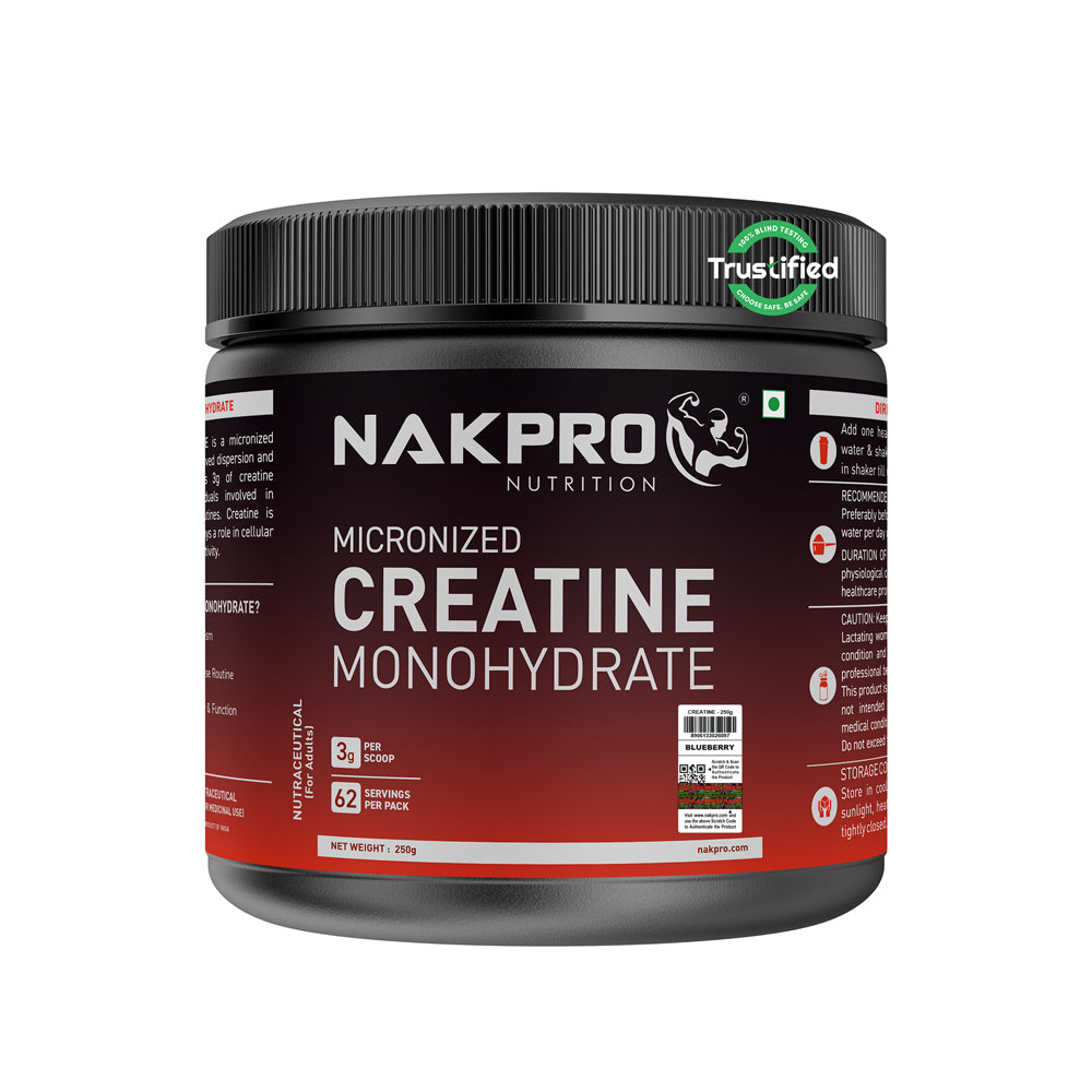 Nakpro Micronized Creatine Monohydrate | Maintenance and Support muscle | Trustified Certified