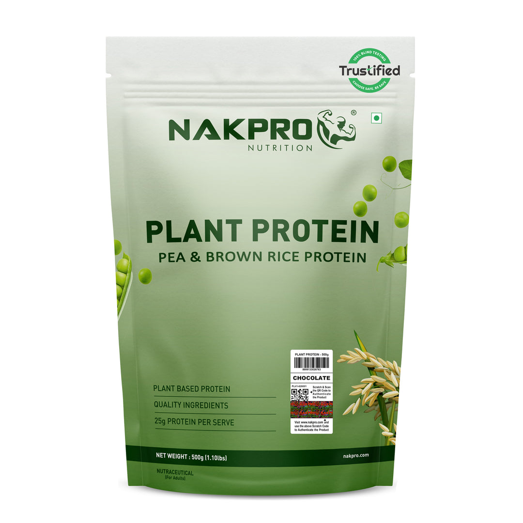 Nakpro Plant Protein Powder | 70g Protein | Pea & Brown Rice Protein Blend | Trustified Certified