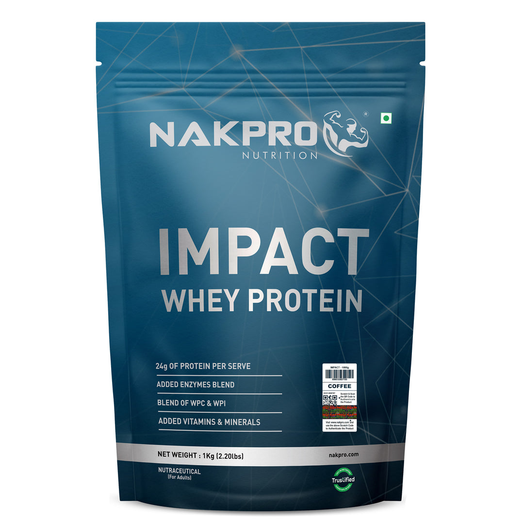Nakpro Impact Whey Protein | 53g Protein | Whey Isolate & Concentrate Blend | Added Enzymes & Vitamins | Trustified Certified