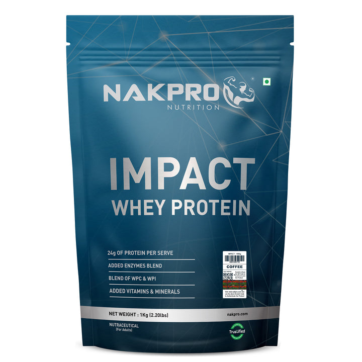 Nakpro Impact Whey Protein | 53g Protein | Whey Isolate & Concentrate Blend | Added Enzymes & Vitamins | Trustified Certified