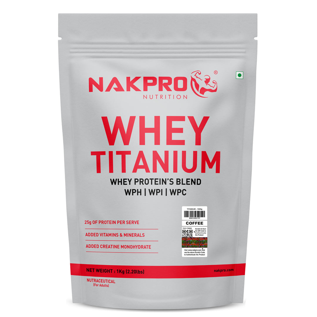 Nakpro Titanium Whey Protein Blend | 73g Protein | Premium Whey Protein Blend of  WPH, WPI & WPC | Added Vitamins, Minerals & Creatine