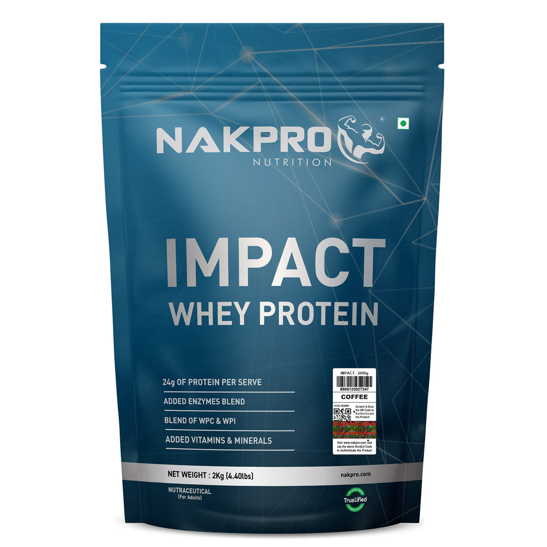 Nakpro Impact Whey Protein | 53g Protein | Whey Isolate & Concentrate Blend | Added Enzymes & Vitamins | Trustified Certified