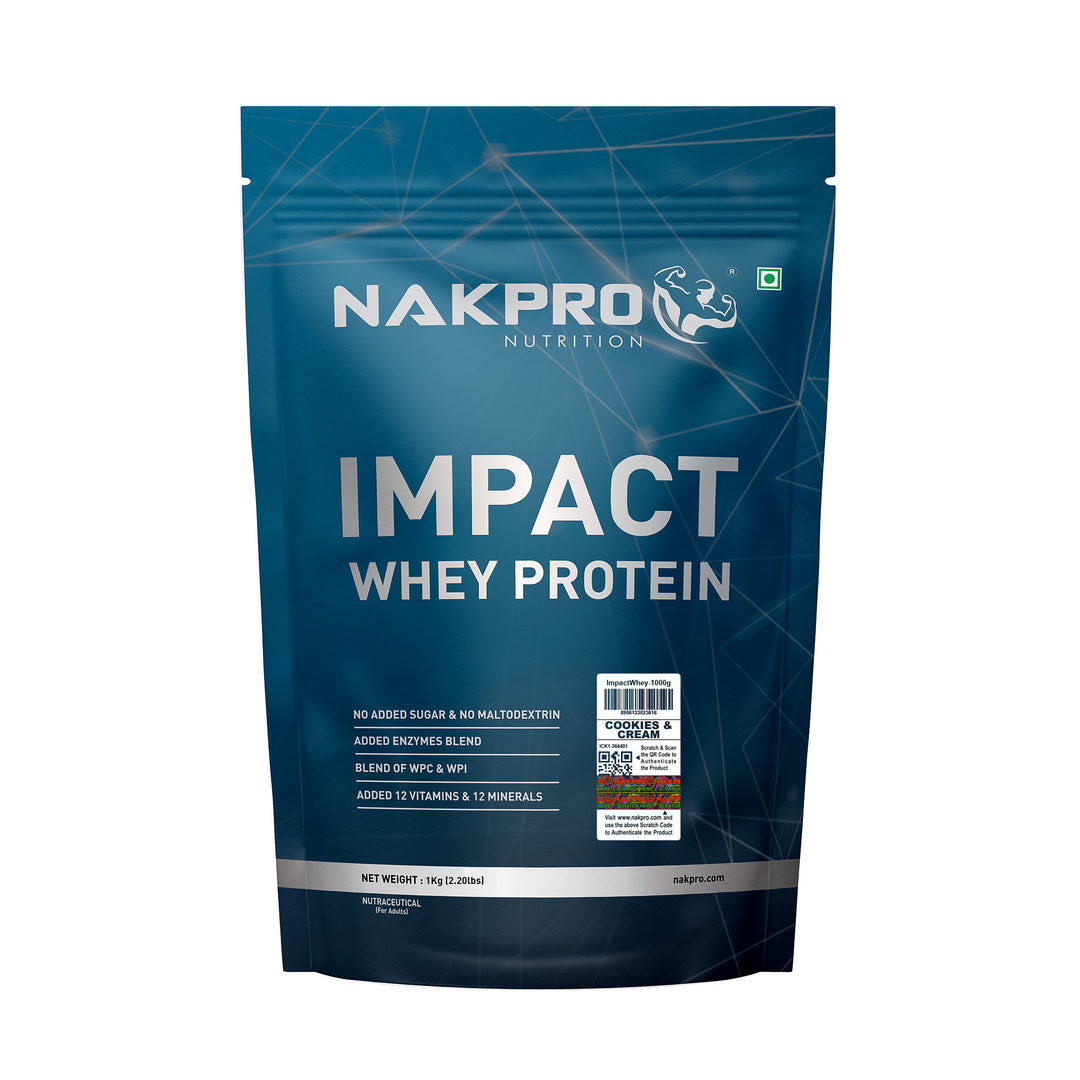 Nakpro Impact Whey Protein | 53g Protein | Whey Isolate & Concentrate Blend | Added Enzymes & Vitamins | Trustified Certified
