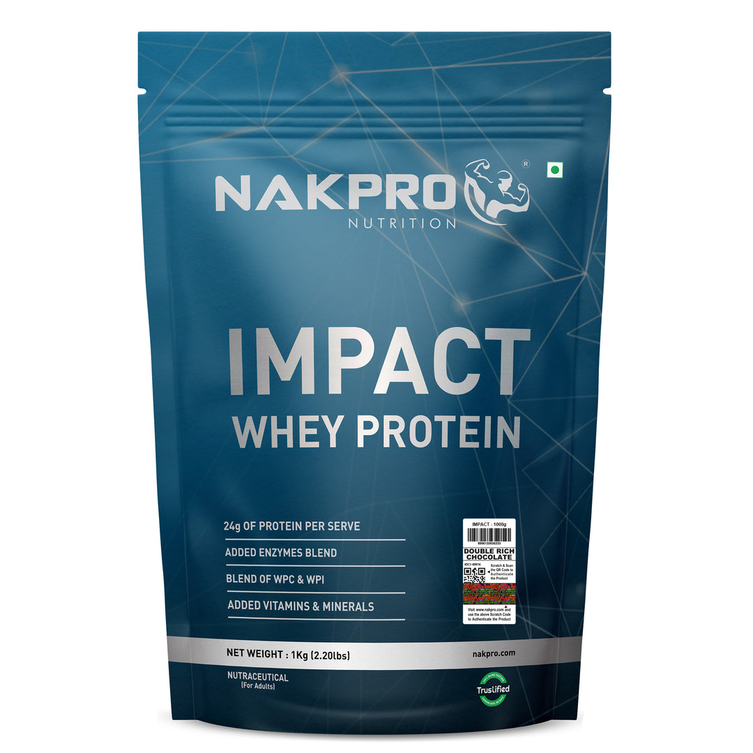 Nakpro Impact Whey Protein | 53g Protein | Whey Isolate & Concentrate Blend | Added Enzymes & Vitamins | Trustified Certified