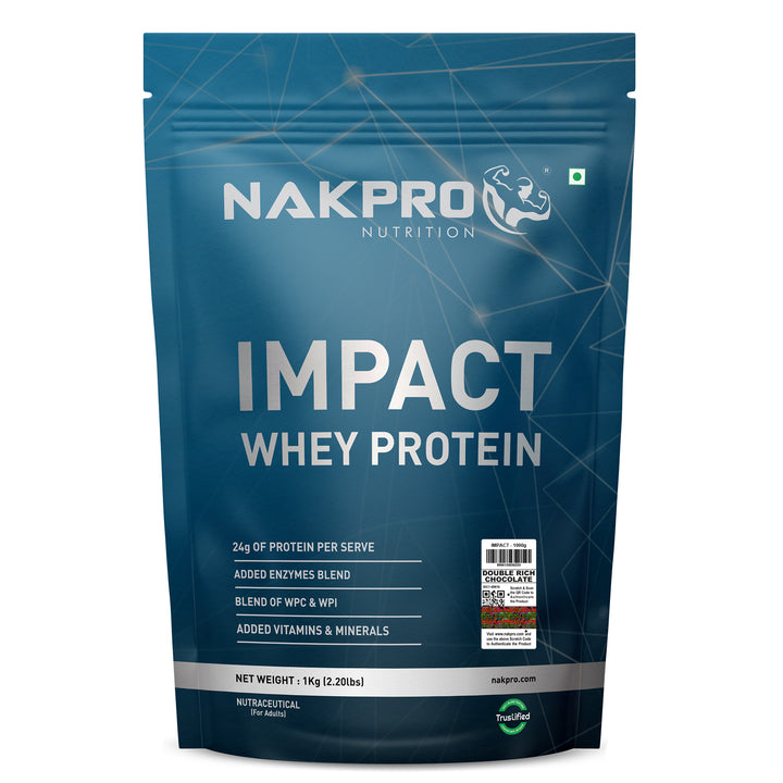 Nakpro Impact Whey Protein | 53g Protein | Whey Isolate & Concentrate Blend | Added Enzymes & Vitamins | Trustified Certified