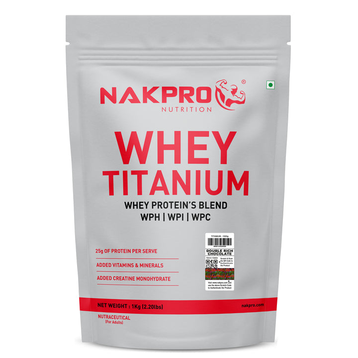 Nakpro Titanium Whey Protein Blend | 73g Protein |Whey Protein Blend of  WPH, WPI & WPC | Added Vitamins, Minerals & Creatine