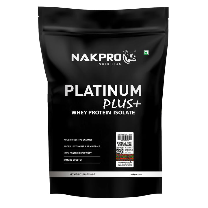 Nakpro Platinum Plus+ Whey Protein Isolate | 82g Protein | Added Digestive Enzymes, Vitamins & Minerals