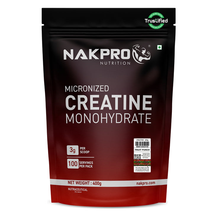 Nakpro Micronized Creatine Monohydrate | Maintenance and Support muscle | Trustified Certified