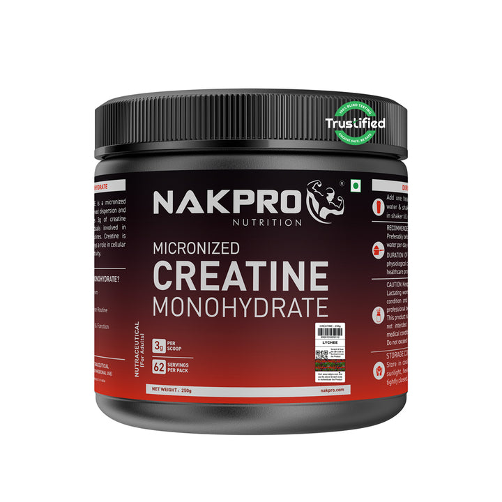 Nakpro Micronized Creatine Monohydrate | Maintenance and Support muscle | Trustified Certified