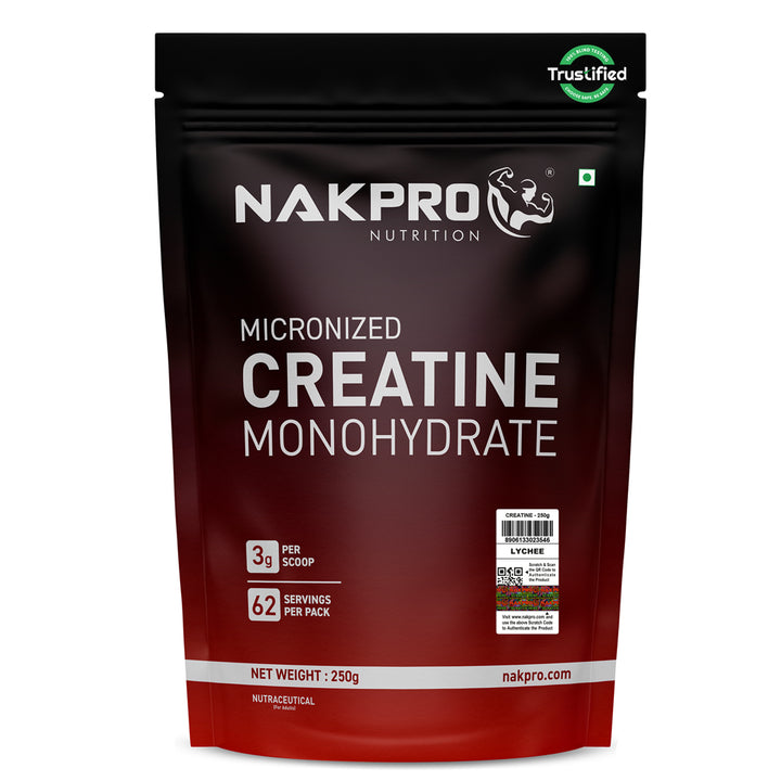 Nakpro Micronized Creatine Monohydrate | Maintenance and Support muscle | Trustified Certified