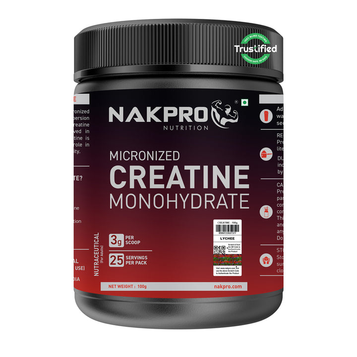 Nakpro Micronized Creatine Monohydrate | Maintenance and Support muscle | Trustified Certified