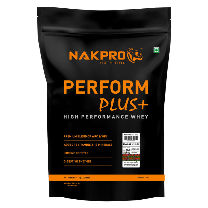 Nakpro Perform Plus+ Whey Protein Blend | 70g Protein | Blend of WPI & WPC | Added Vitamins, Minerals & Digestive Enzymes