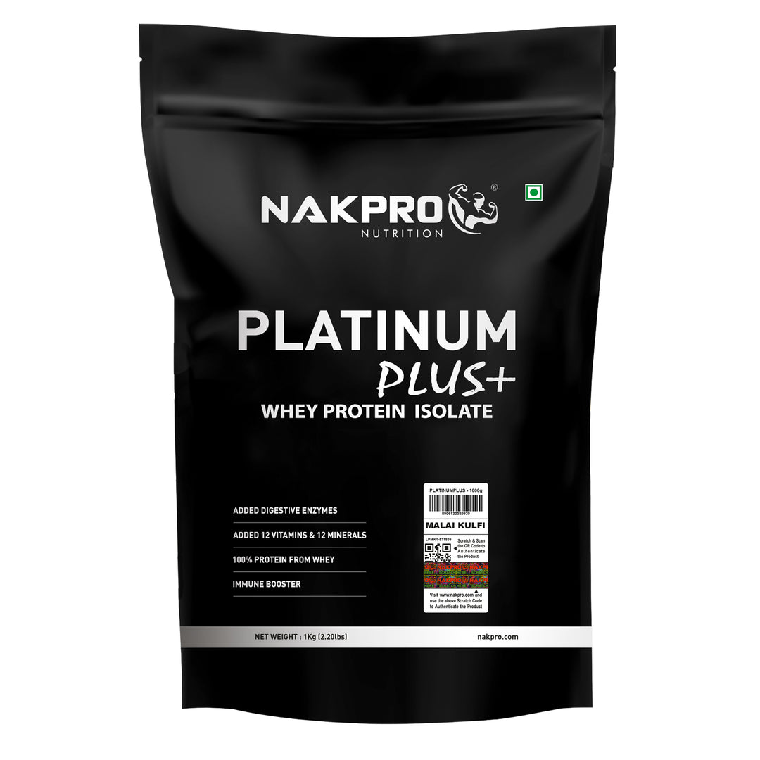 Nakpro Platinum Plus+ Whey Protein Isolate | 82g Protein | Added Digestive Enzymes, Vitamins & Minerals