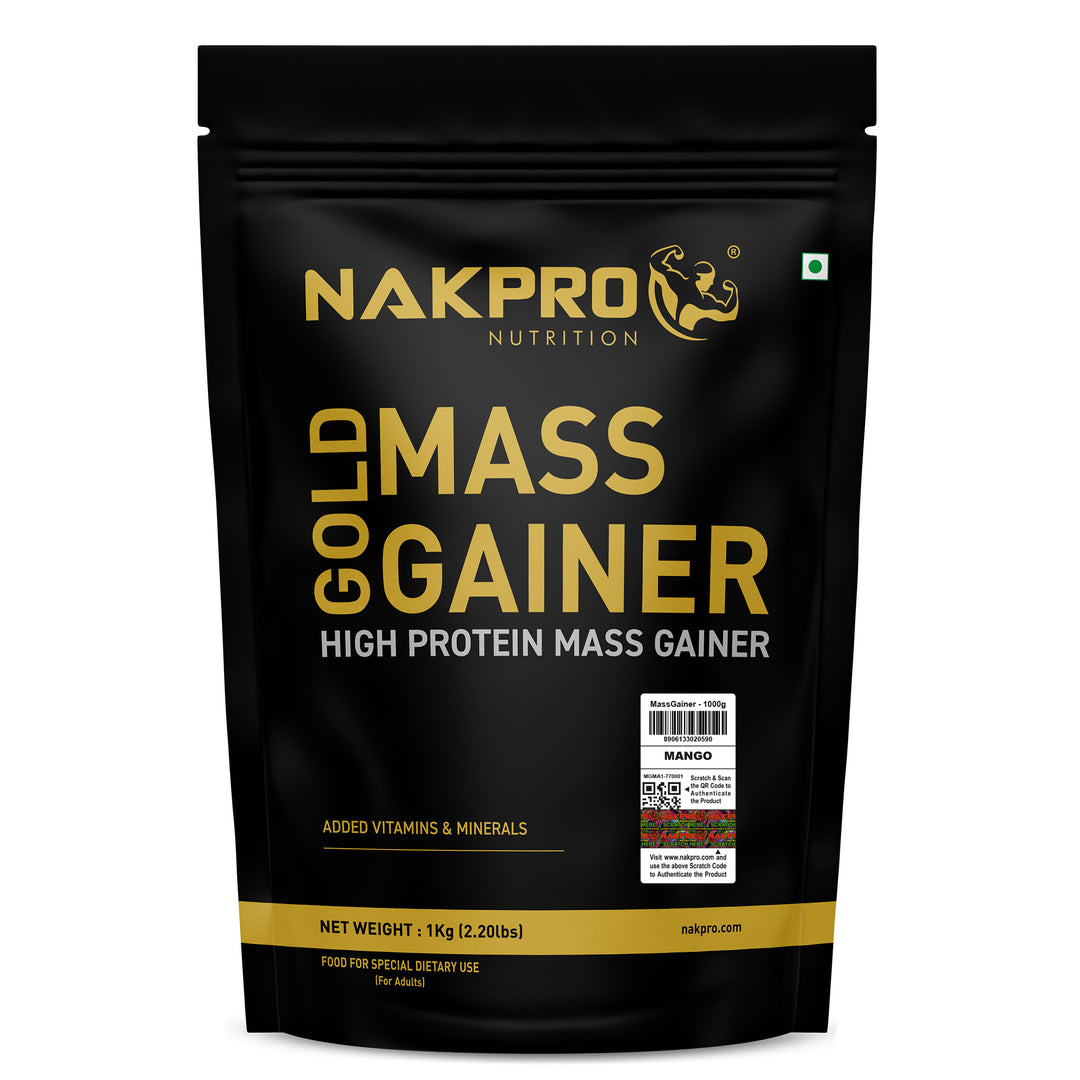 Nakpro Gold Mass Gainer | High Protein Mass Gainer | 68g Carbs | Added Vitamins & Minerals