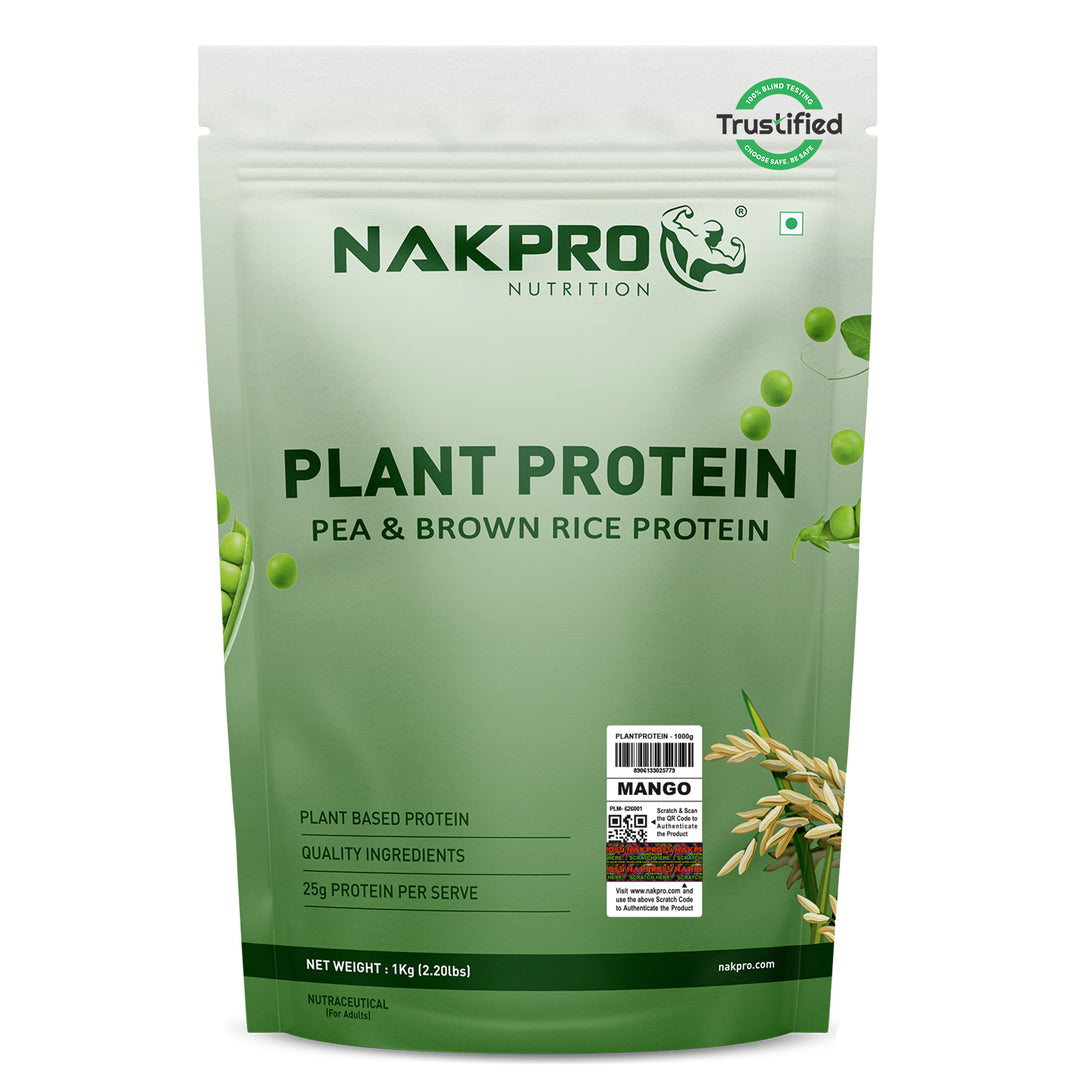 Nakpro Plant Protein Powder | 70g Protein | Pea & Brown Rice Protein Blend | Trustified Certified