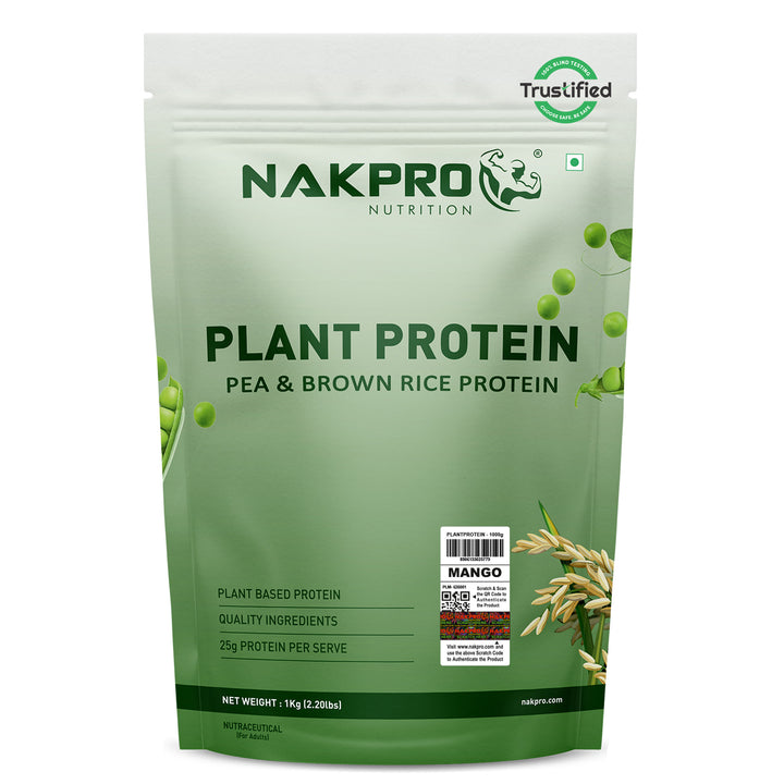 Nakpro Plant Protein Powder | 70g Protein | Pea & Brown Rice Protein Blend | Trustified Certified