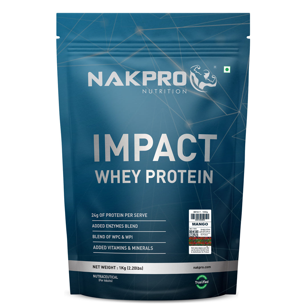 Nakpro Impact Whey Protein | 53g Protein | Whey Isolate & Concentrate Blend | Added Enzymes & Vitamins | Trustified Certified