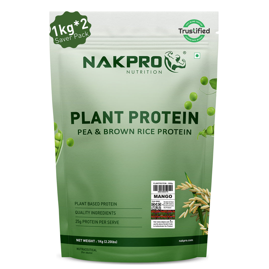 Nakpro Plant Protein Powder | 70g Protein | Pea & Brown Rice Protein Blend | Trustified Certified