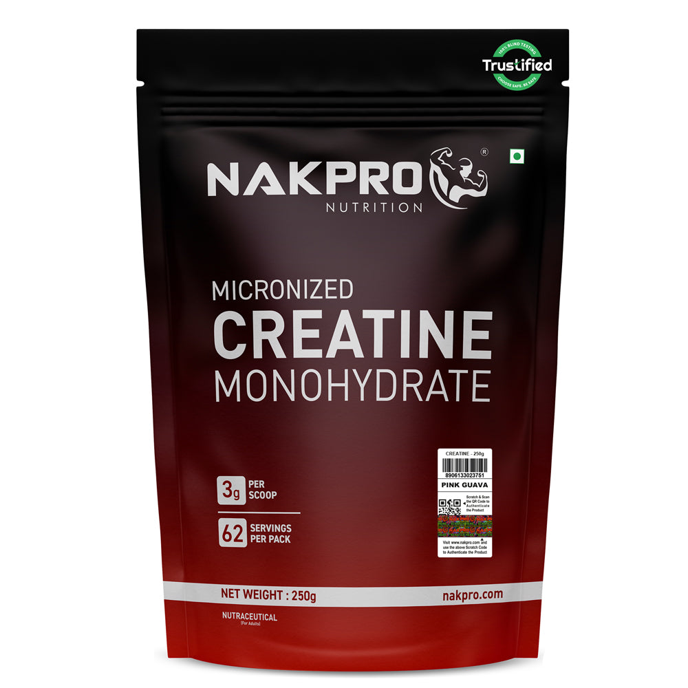 Nakpro Micronized Creatine Monohydrate | Maintenance and Support muscle | Trustified Certified