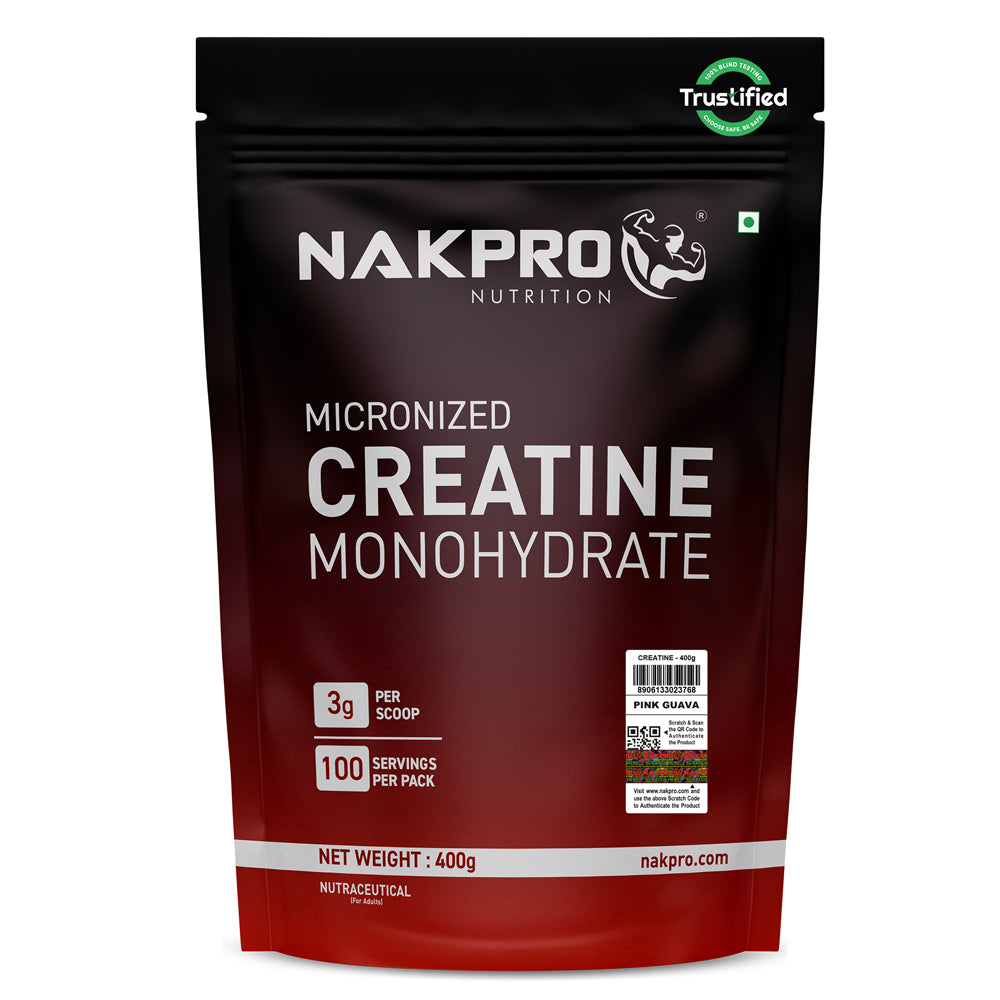 Nakpro Micronized Creatine Monohydrate | Maintenance and Support muscle | Trustified Certified
