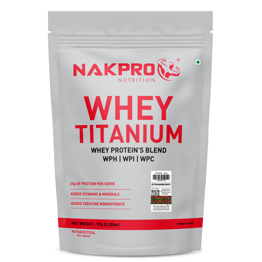 Nakpro Titanium Whey Protein Blend | 73g Protein | Premium Whey Protein Blend of  WPH, WPI & WPC | Added Vitamins, Minerals & Creatine