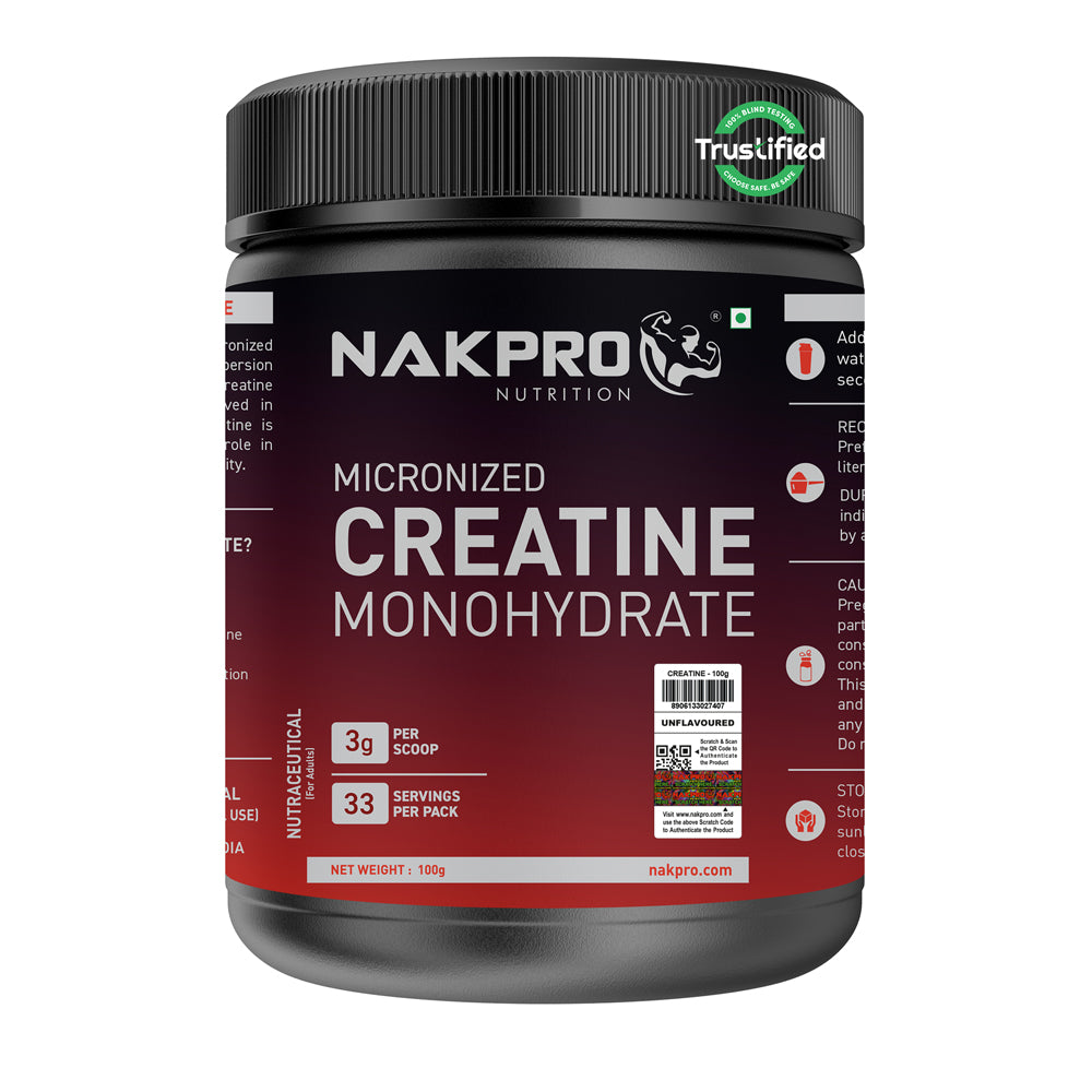 Nakpro Micronized Creatine Monohydrate | Maintenance and Support muscle | Trustified Certified