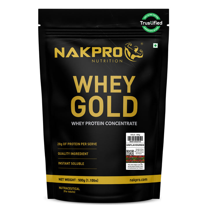Nakpro Whey Gold Protein Concentrate | 80g Protein | Clean Unflavored Whey Protein | Trustified Certified