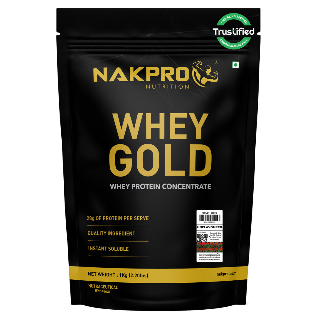 Nakpro Whey Gold Protein Concentrate | 80g Protein | Clean Unflavored Whey Protein | Trustified Certified