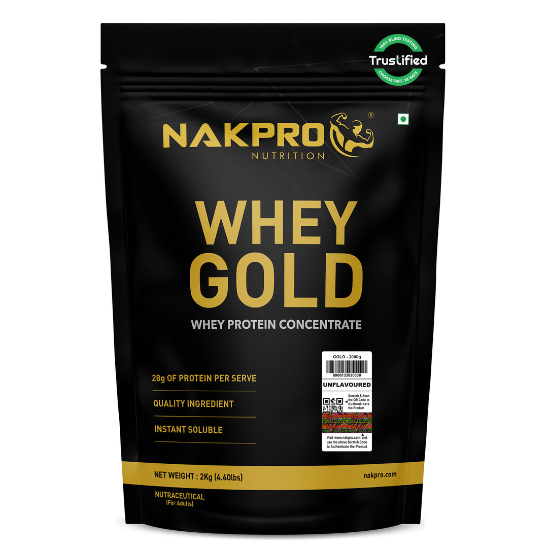 Nakpro Whey Gold Protein Concentrate | 80g Protein | Clean Unflavored Whey Protein | Trustified Certified