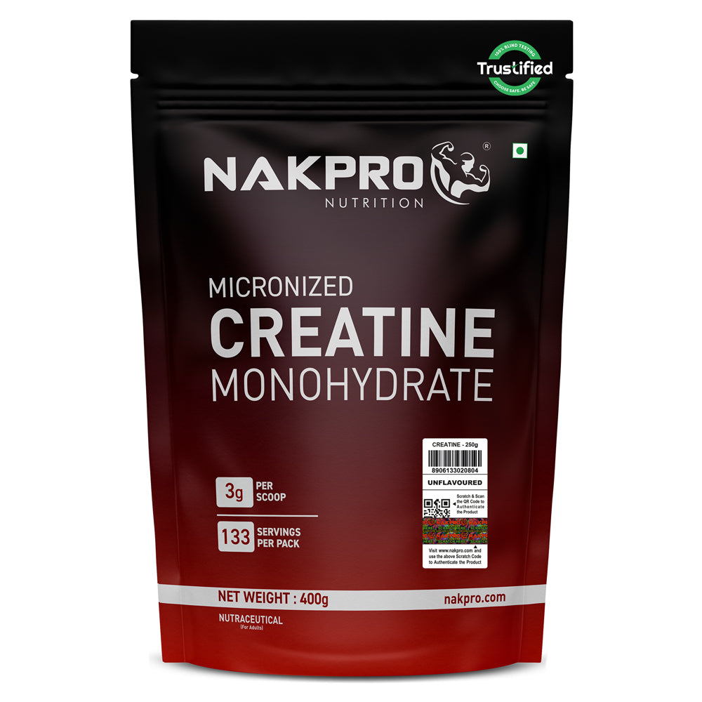 Nakpro Micronized Creatine Monohydrate | Maintenance and Support muscle | Trustified Certified