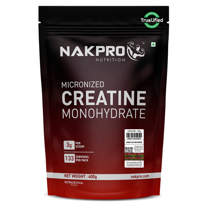 Nakpro Micronized Creatine Monohydrate | Maintenance and Support muscle | Trustified Certified