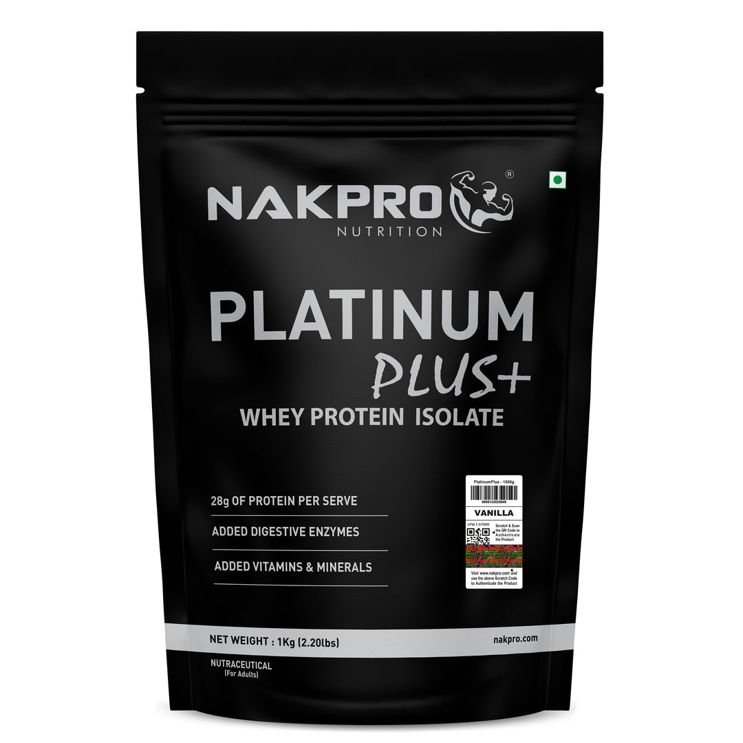 Nakpro Platinum Plus+ Whey Protein Isolate | 82g Protein | Added Digestive Enzymes, Vitamins & Minerals