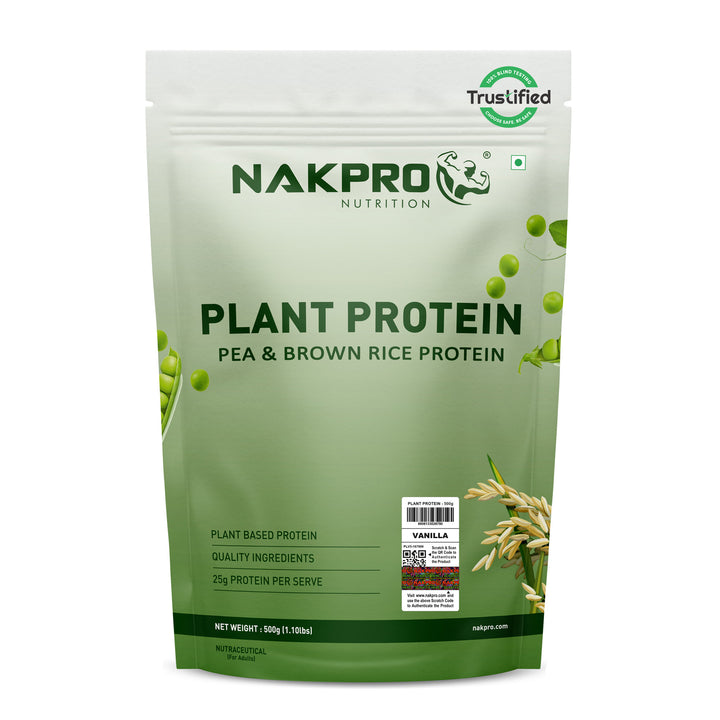 Nakpro Plant Protein Powder | 70g Protein | Pea & Brown Rice Protein Blend | Trustified Certified