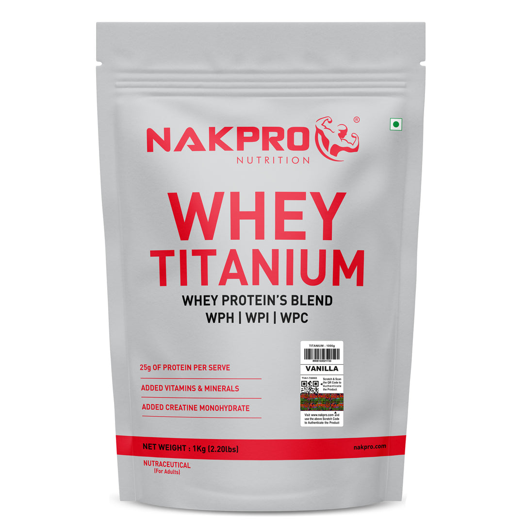 Nakpro Titanium Whey Protein Blend | 73g Protein | Premium Whey Protein Blend of  WPH, WPI & WPC | Added Vitamins, Minerals & Creatine