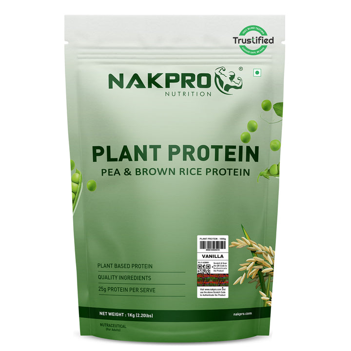 Nakpro Plant Protein Powder | 70g Protein | Pea & Brown Rice Protein Blend | Trustified Certified