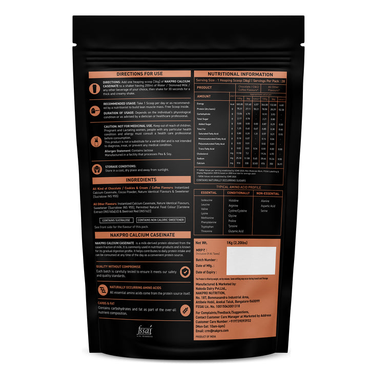 Nakpro Calcium Caseinate Protein Powder | 81g Protein | Slow Release Protein | High Calcium