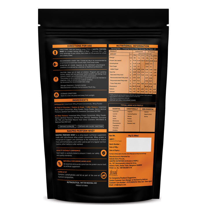 Nakpro Perform Whey Protein Concentrate | 65g Protein | Trustified Certified