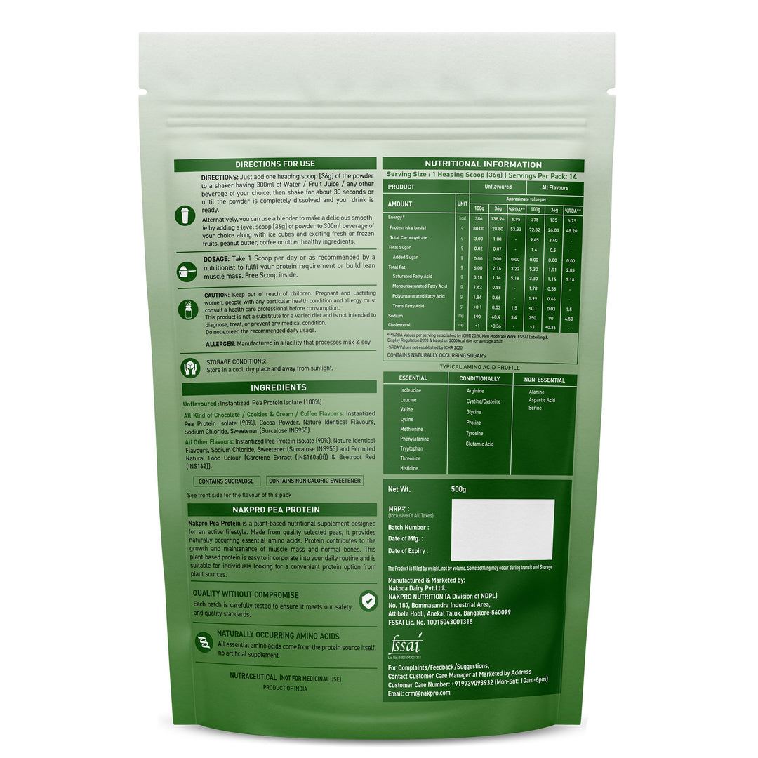 Nakpro Pea Protein Isolate | 72g Protein | Plant-Based Protein Powder