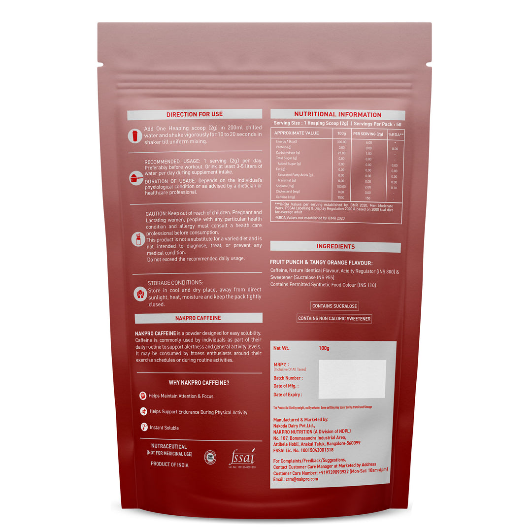 Nakpro Caffeine Pre-Workout Supplement | Support alertness and mental focus