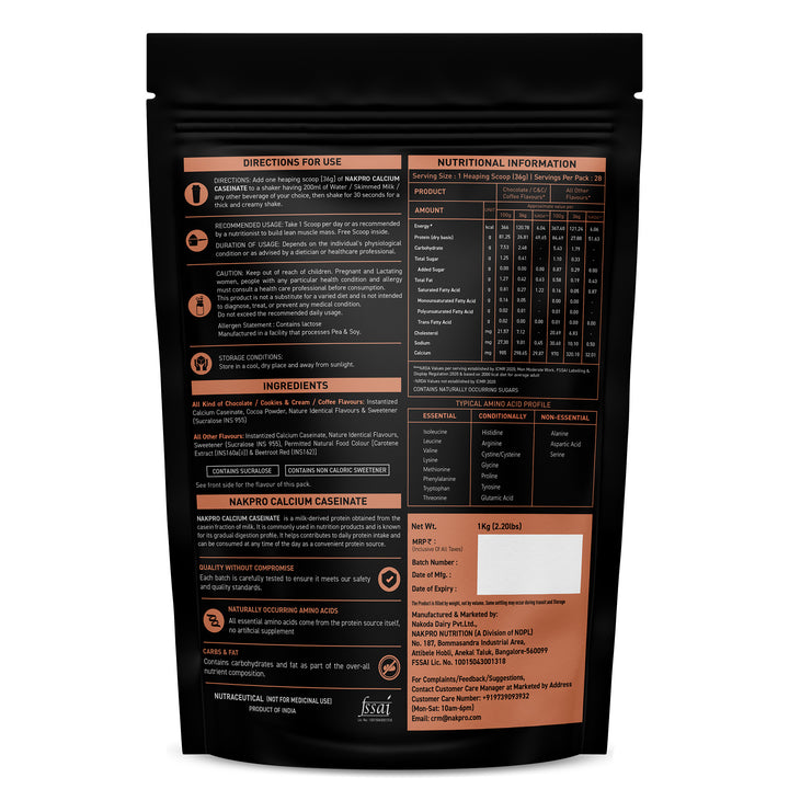 Nakpro Calcium Caseinate Protein Powder | 81g Protein | Slow Release Protein | High Calcium