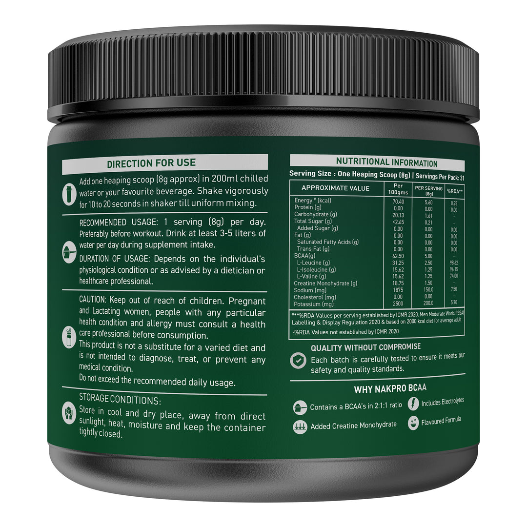 Nakpro BCAA Powder | Amino Acid | Supports workout performance