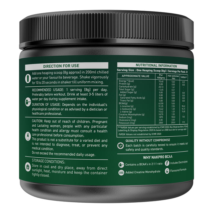 Nakpro BCAA Powder | Amino Acid | Supports workout performance
