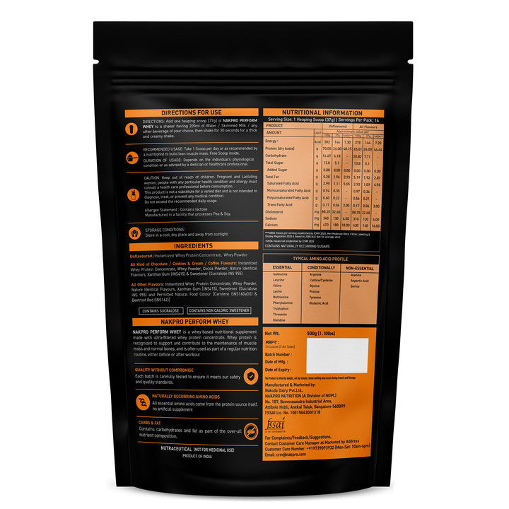 Nakpro Perform Whey Protein Concentrate | 65g Protein | Trustified Certified