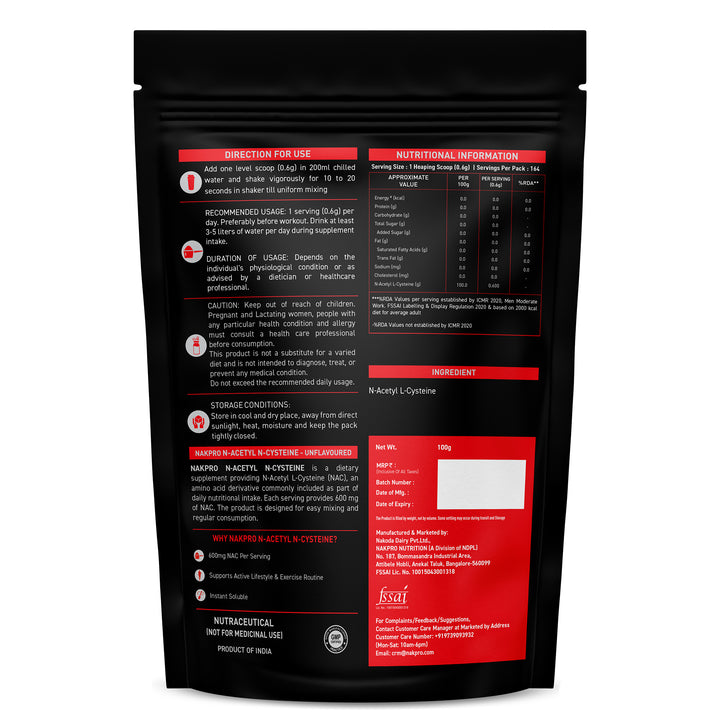 Nakpro N-Acetyl L-Cysteine Powder | Amino Acid Supplement